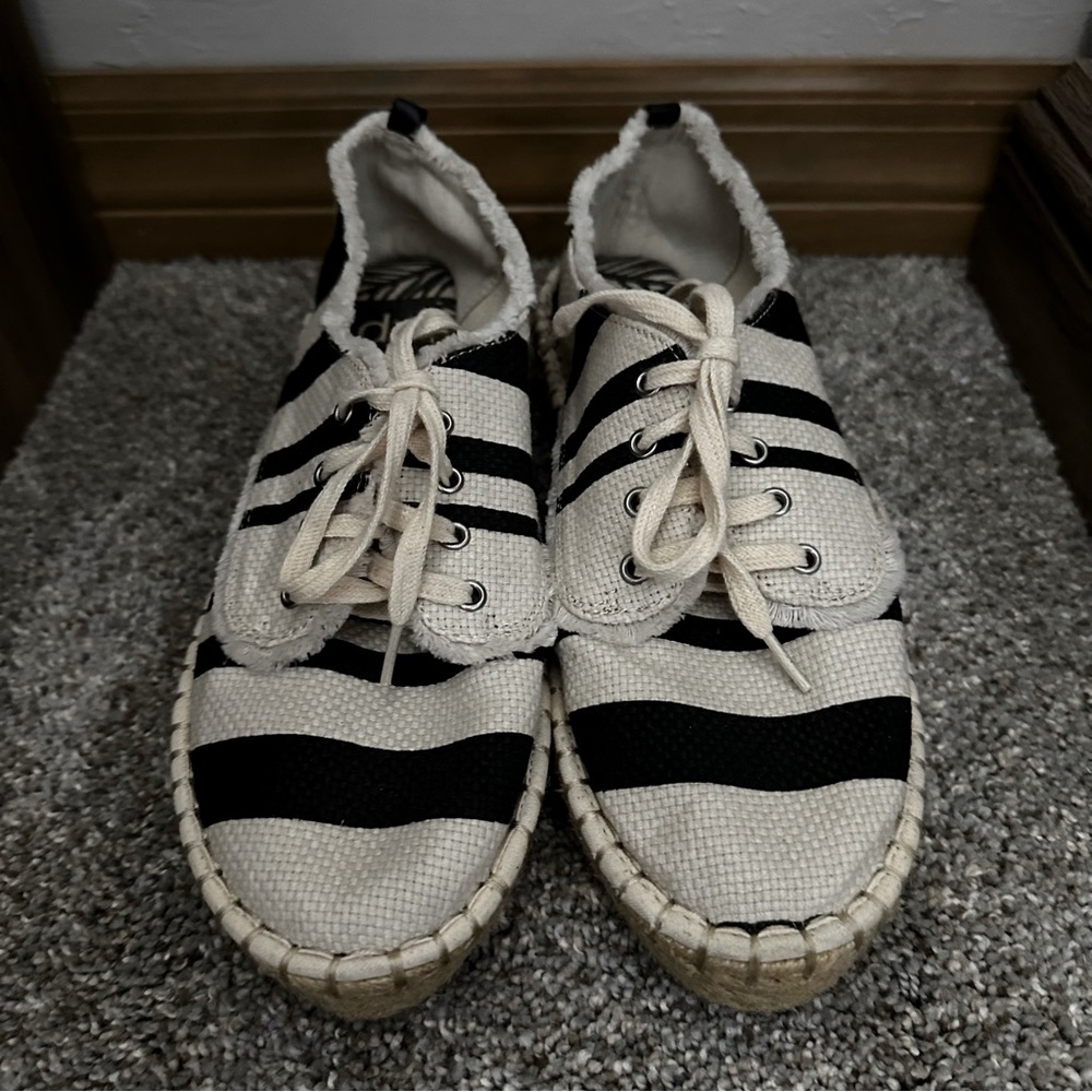 DV Flatform Black and White Striped Espadrilles